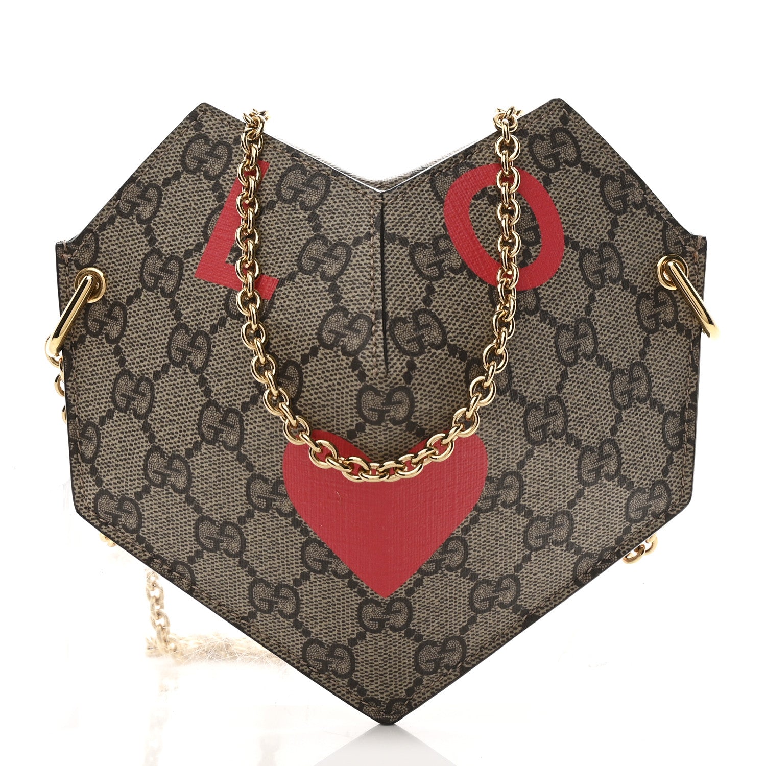 Gucci GG Supreme Monogram Love Heart Valentines Day Mini Padlock Heart Bag Beige Ebony New Geranium 1 of 10
