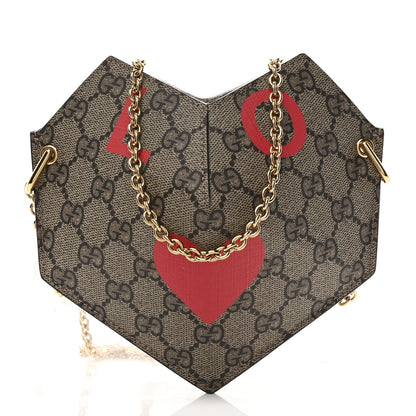 Gucci GG Supreme Monogram Love Heart Valentines Day Mini Padlock Heart Bag Beige Ebony New Geranium 1 of 10