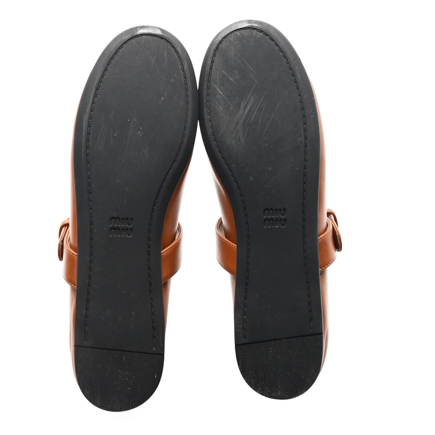 Miu Miu Calfskin Mary Jane Ballerina Flats 36 Cognac 6 of 10