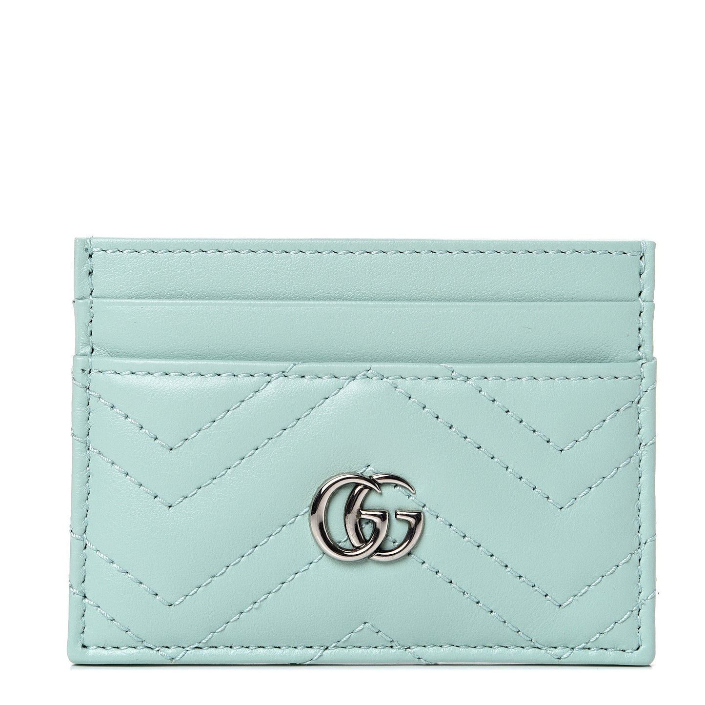 Calfskin Matelasse GG Marmont Card Holder Water Green