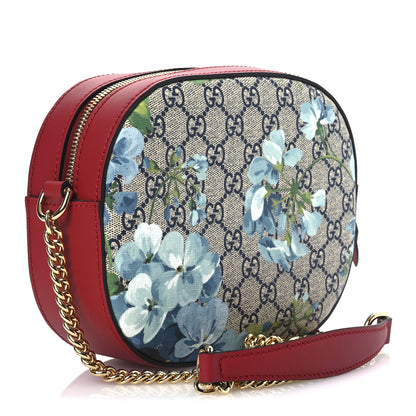 Gucci GG Supreme Monogram Blooms Mini Chain Shoulder Bag Beige Blue Navy Hibiscus Red 3 of 11