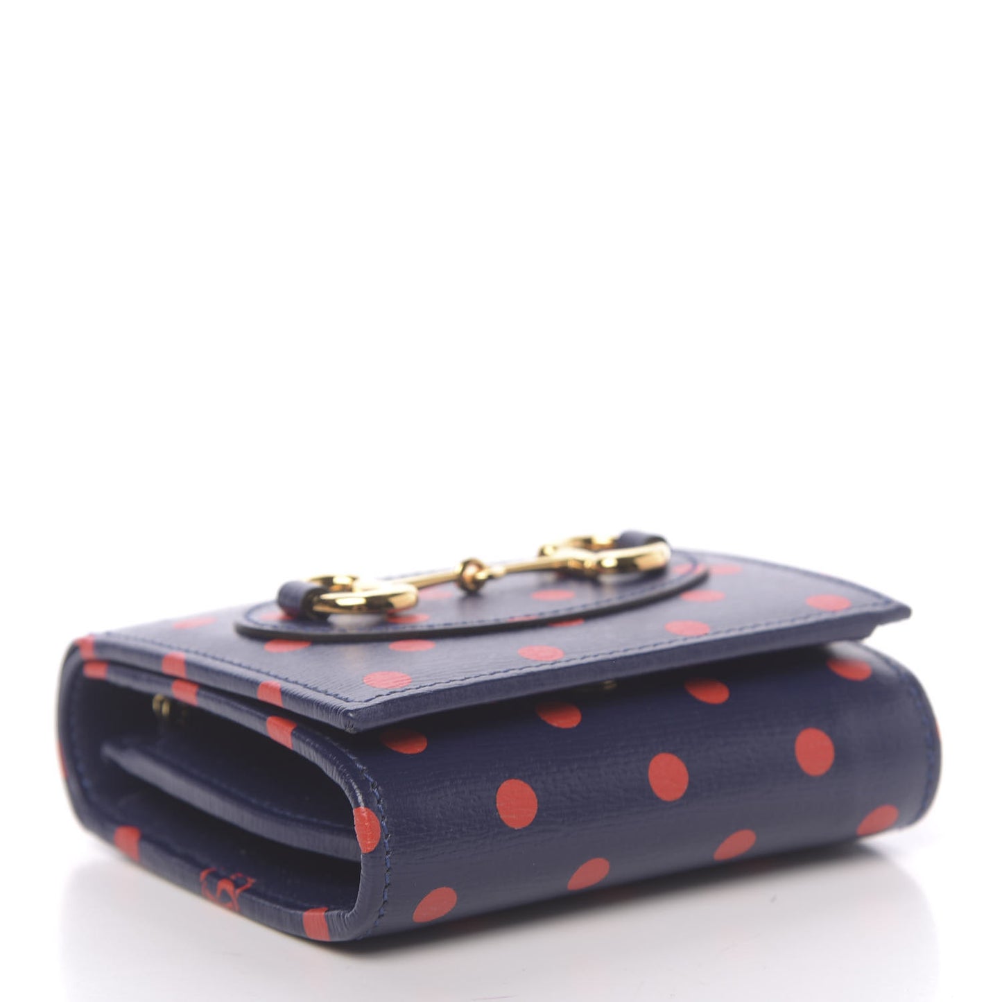 Shangai Calfskin Polka Dot Horsebit 1955 Flap Card Case Wallet Blue Orange Sailor Blue