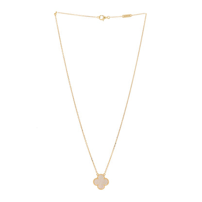 Van Cleef & Arpels 18K Yellow Gold Mother of Pearl Vintage Alhambra Pendant Necklace 2 of 4