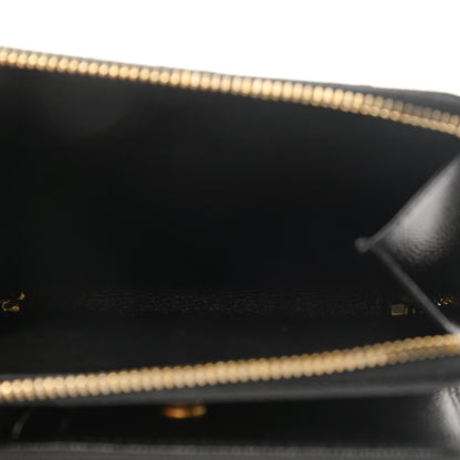 Saint Laurent Grain De Poudre Matelasse Chevron Monogram Compact Zip Around Wallet Black 6 of 8