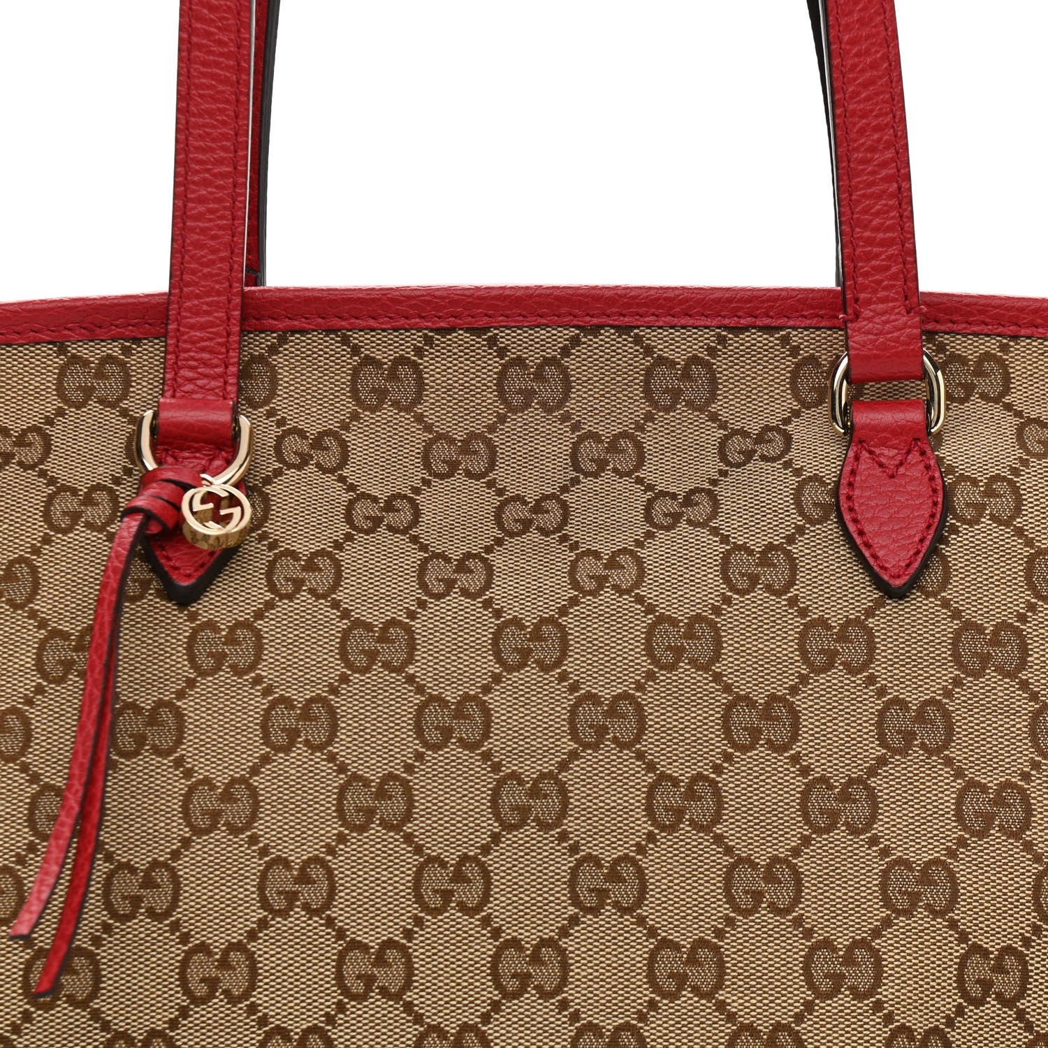 Gucci Monogram Bree Zippered Tote Beige Red 8 of 10
