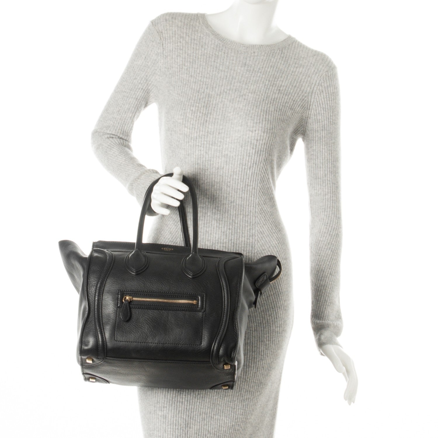 Celine Smooth Calfskin Mini Luggage Black 2 of 8