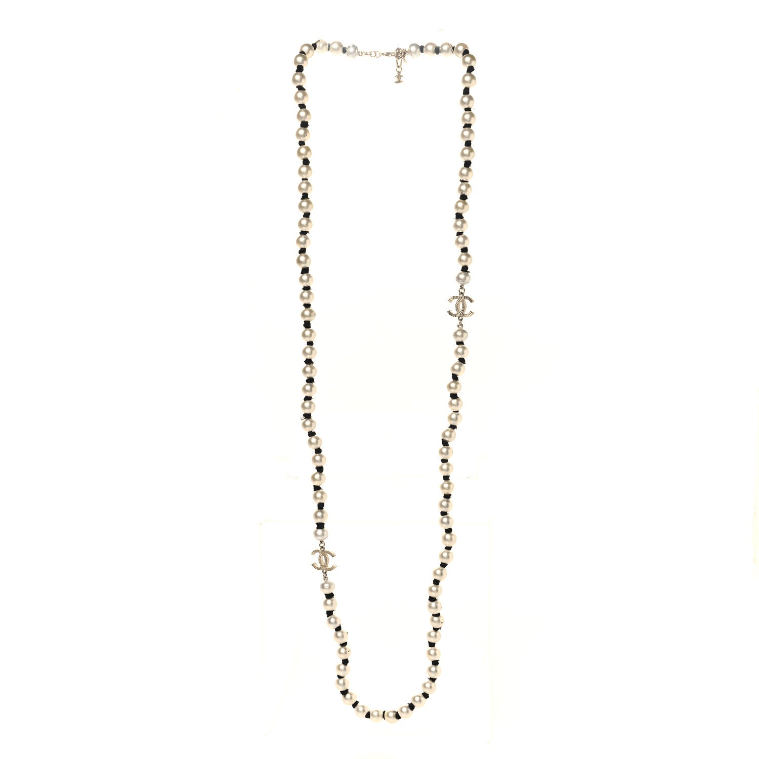 Chanel Pearl Grosgrain CC Long Necklace Gold 3 of 6