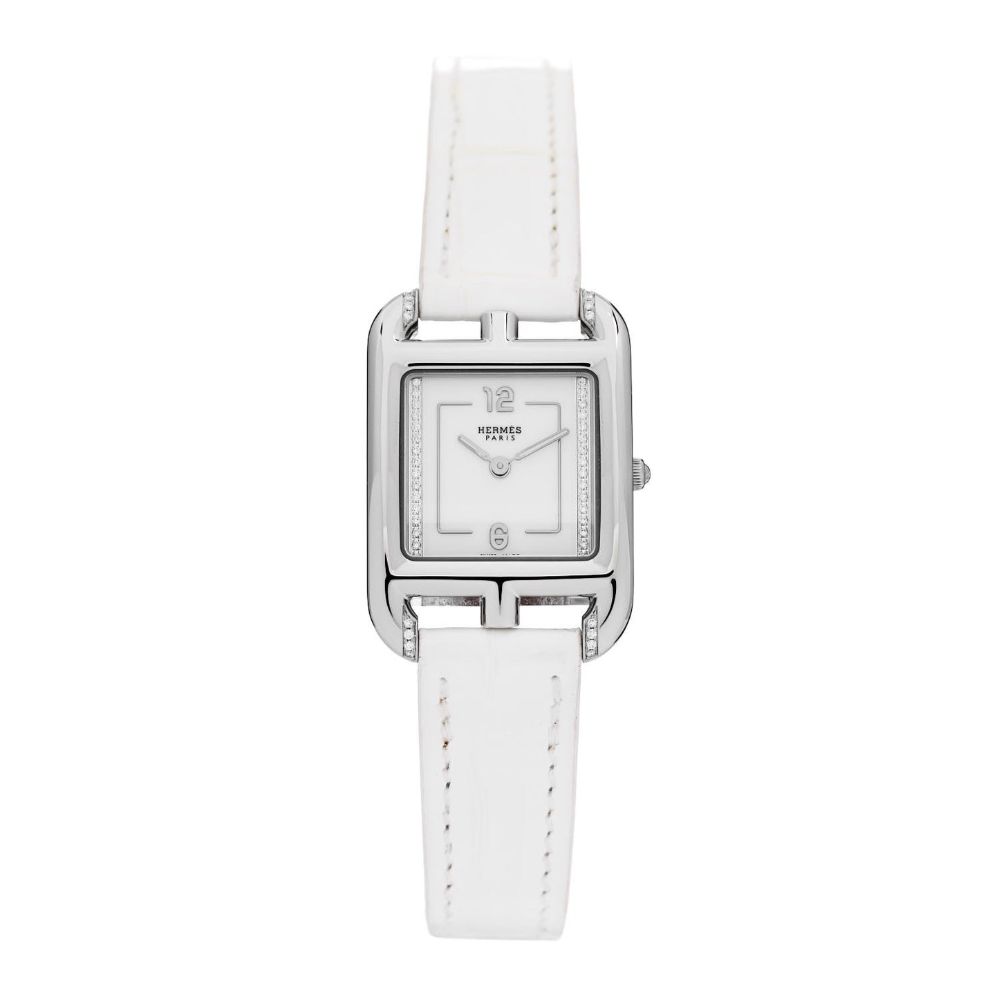 Stainless Steel Alligator Diamond 23mm Cape Cod Quartz Watch Blanc