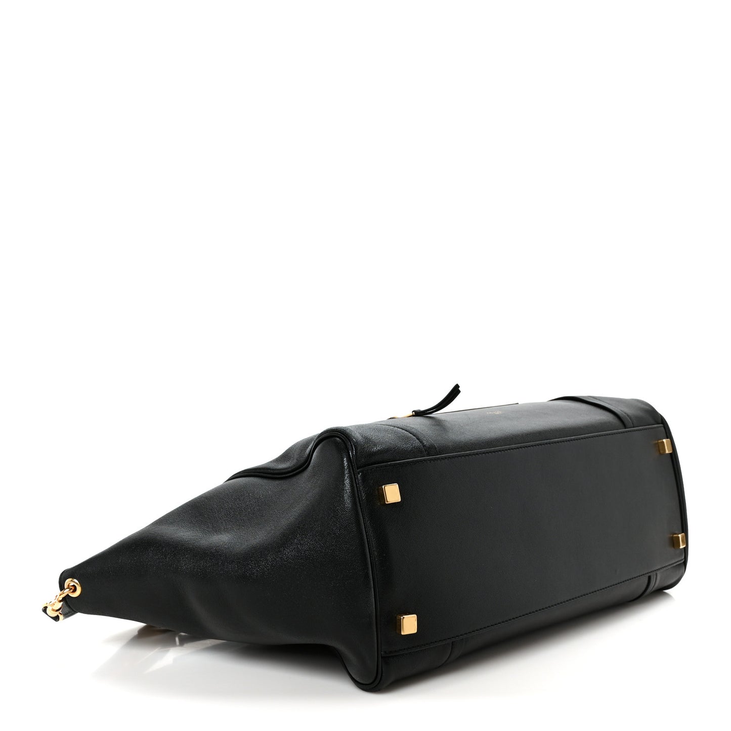 Supple Shiny Lambskin Medium Smiling New Luggage Black