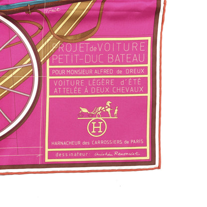 Hermes Silk Carre Geant Summer Petit Duc Scarf 140 Fuchsia Cyclamen Vert 2 of 4