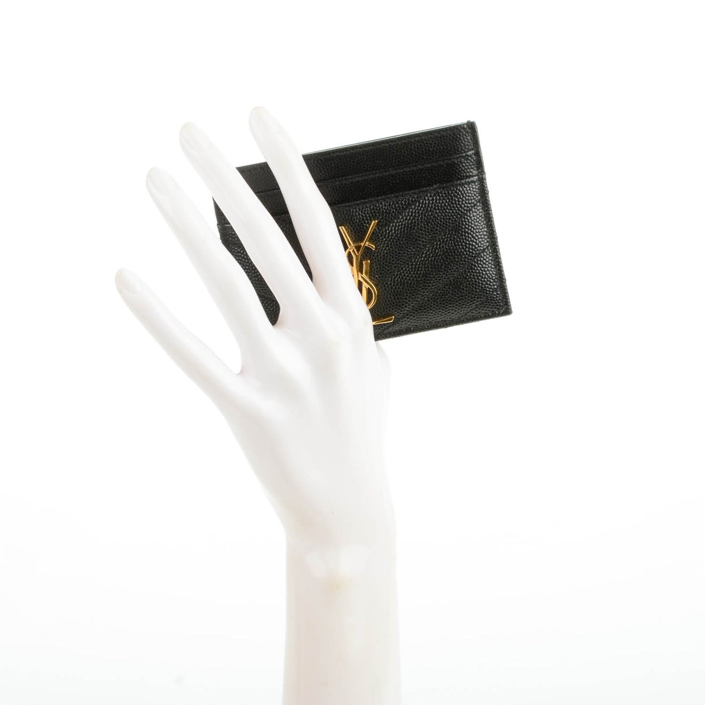 Grain De Poudre Matelasse Chevron Monogram Credit Card Case Black