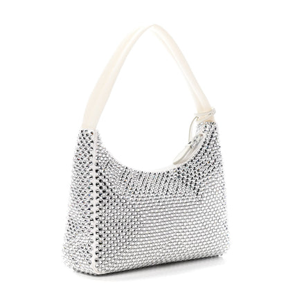 Prada Satin Crystal Mini Re-Edition 2000 Bag White 2 of 8