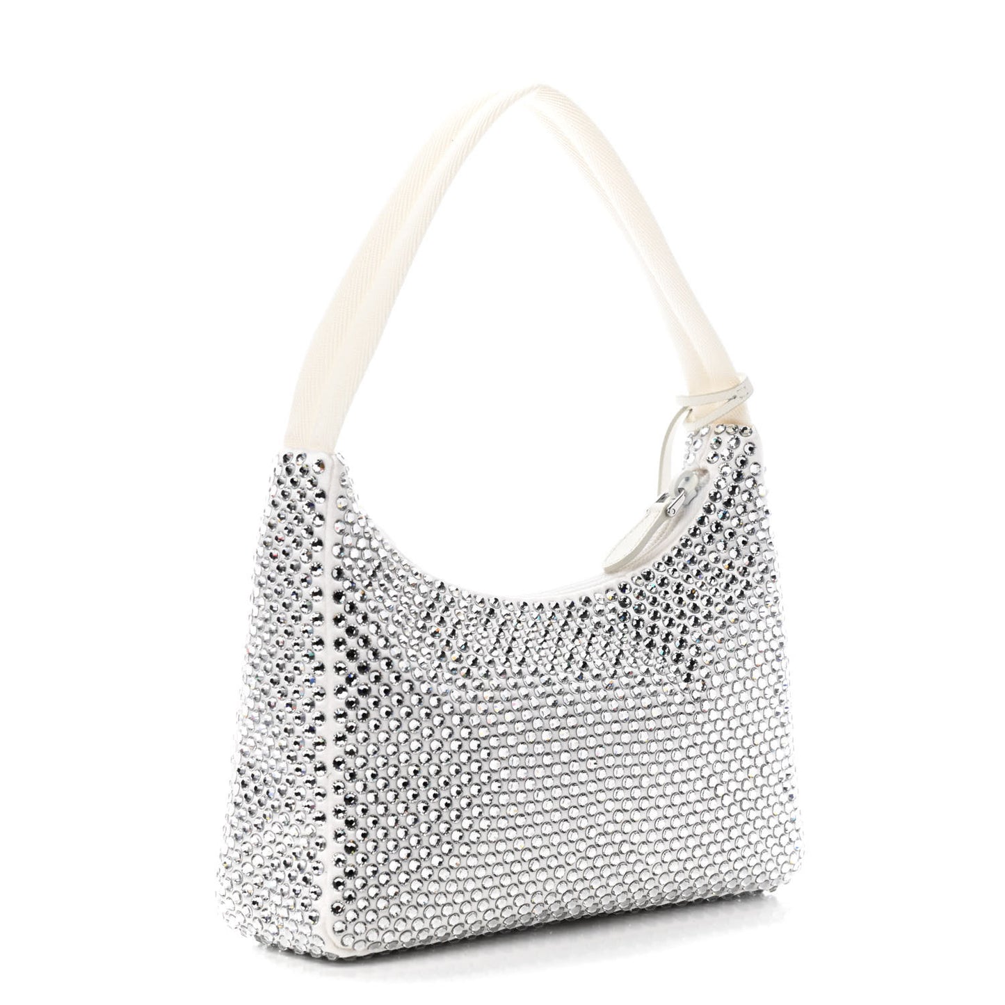 Satin Crystal Mini Re-Edition 2000 Bag White