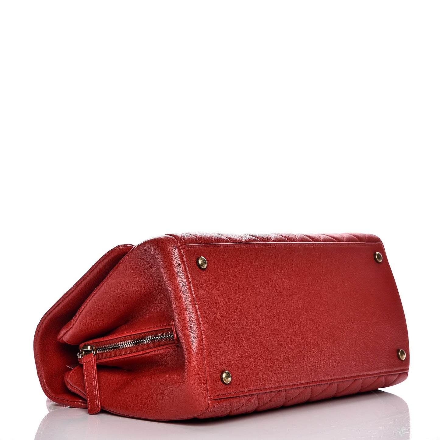 Shiny Sheepskin Quilted Large Trapezio Flap Red