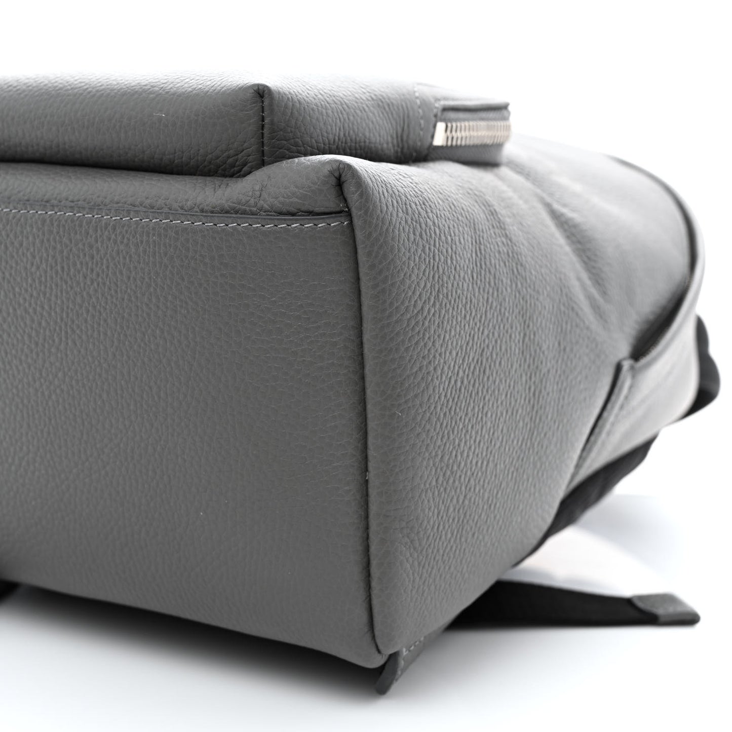 Calfskin Logo Embossed Backpack Charcoal Grey
