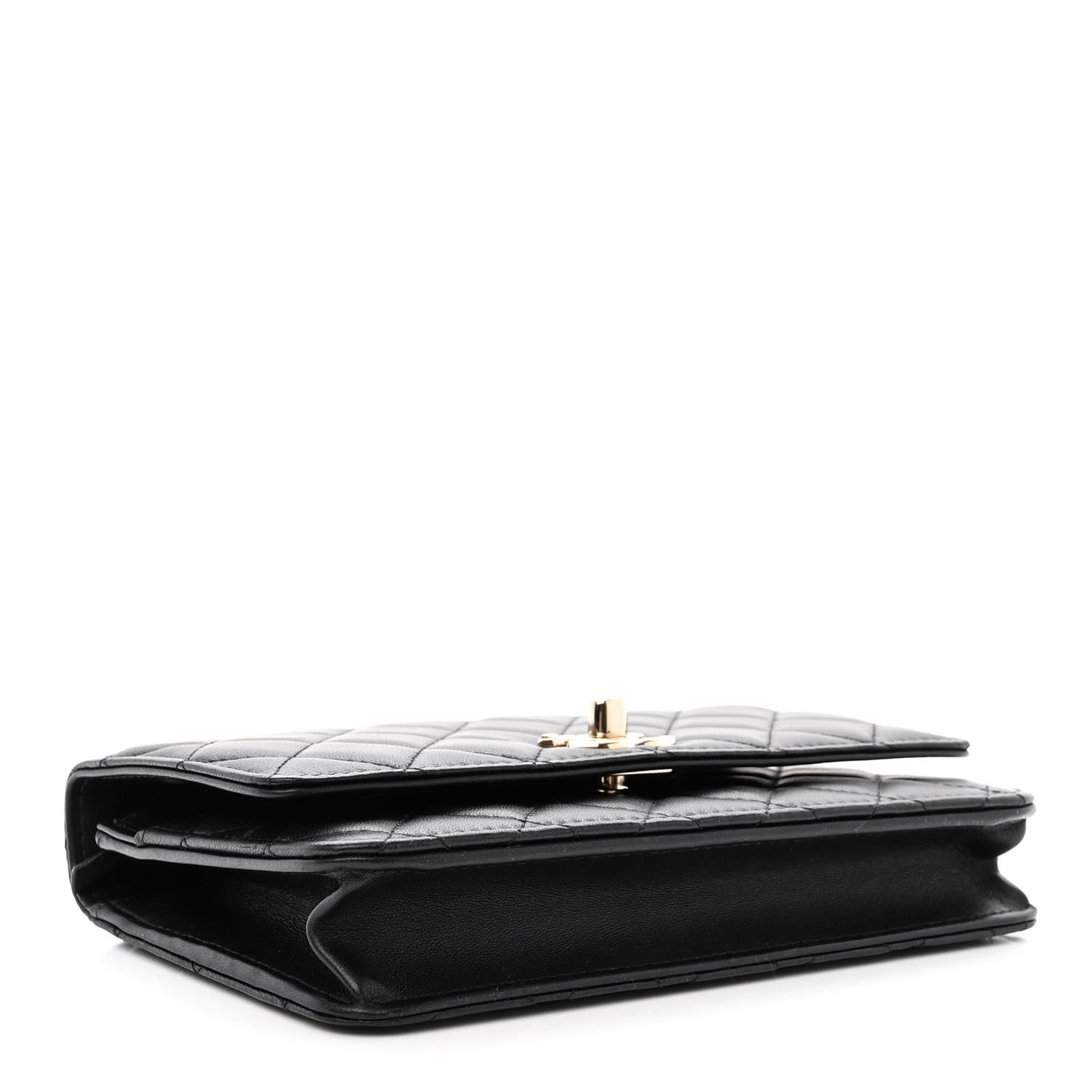 Lambskin Quilted Trendy CC Wallet On Chain WOC Black