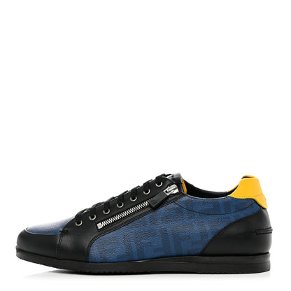 Fendi Vitello FF Fabric Mens Low Top Sneakers 9 Cobalt Black 1 of 8