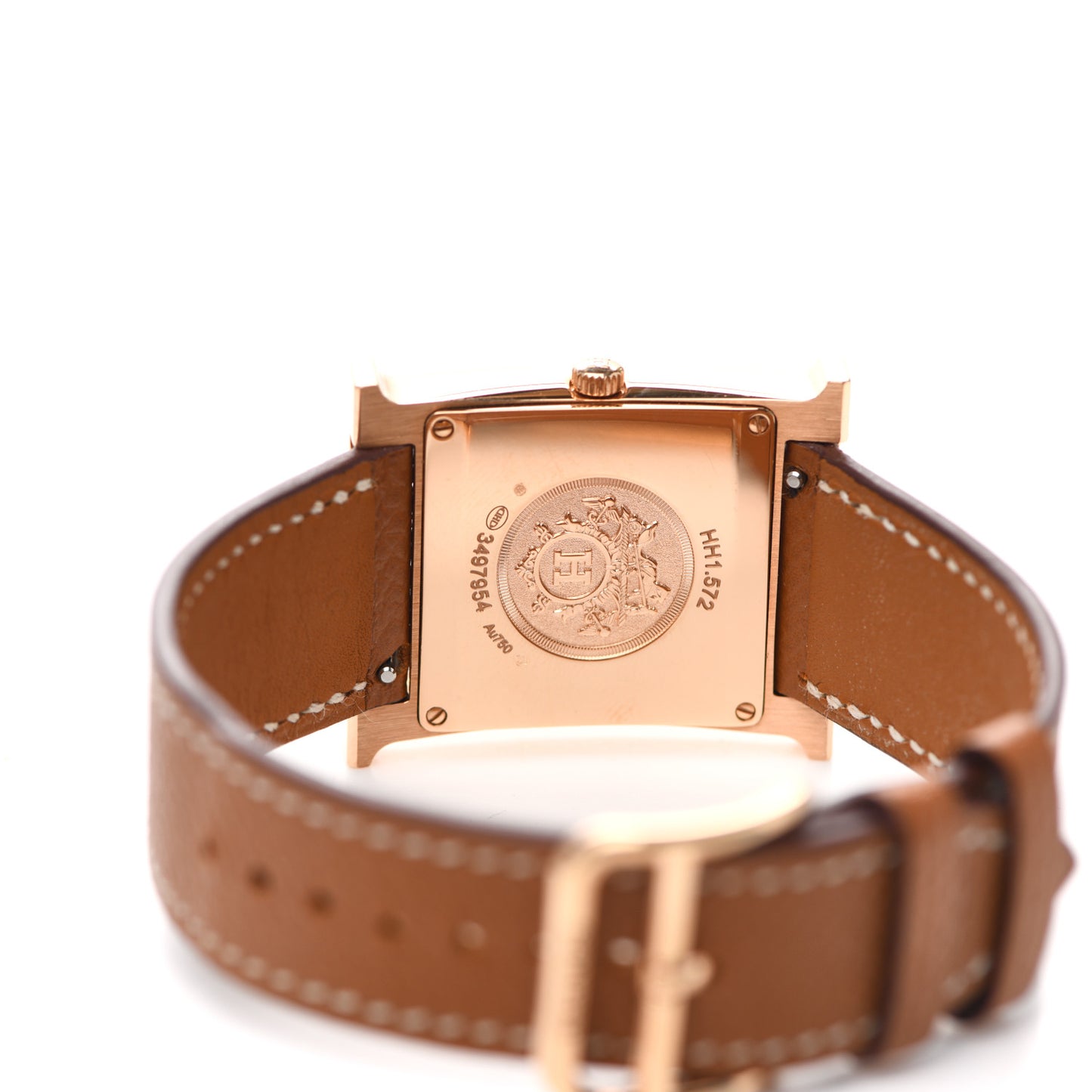 18K Rose Gold Epsom Diamond Bezel Mother of Pearl 26mm Heure H Hour Quartz Watch Gold