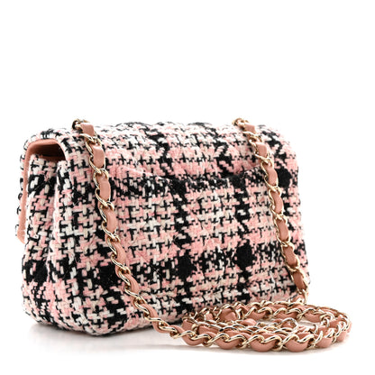 Chanel Tweed Quilted Mini Rectangular Flap Pink Black White 3 of 10