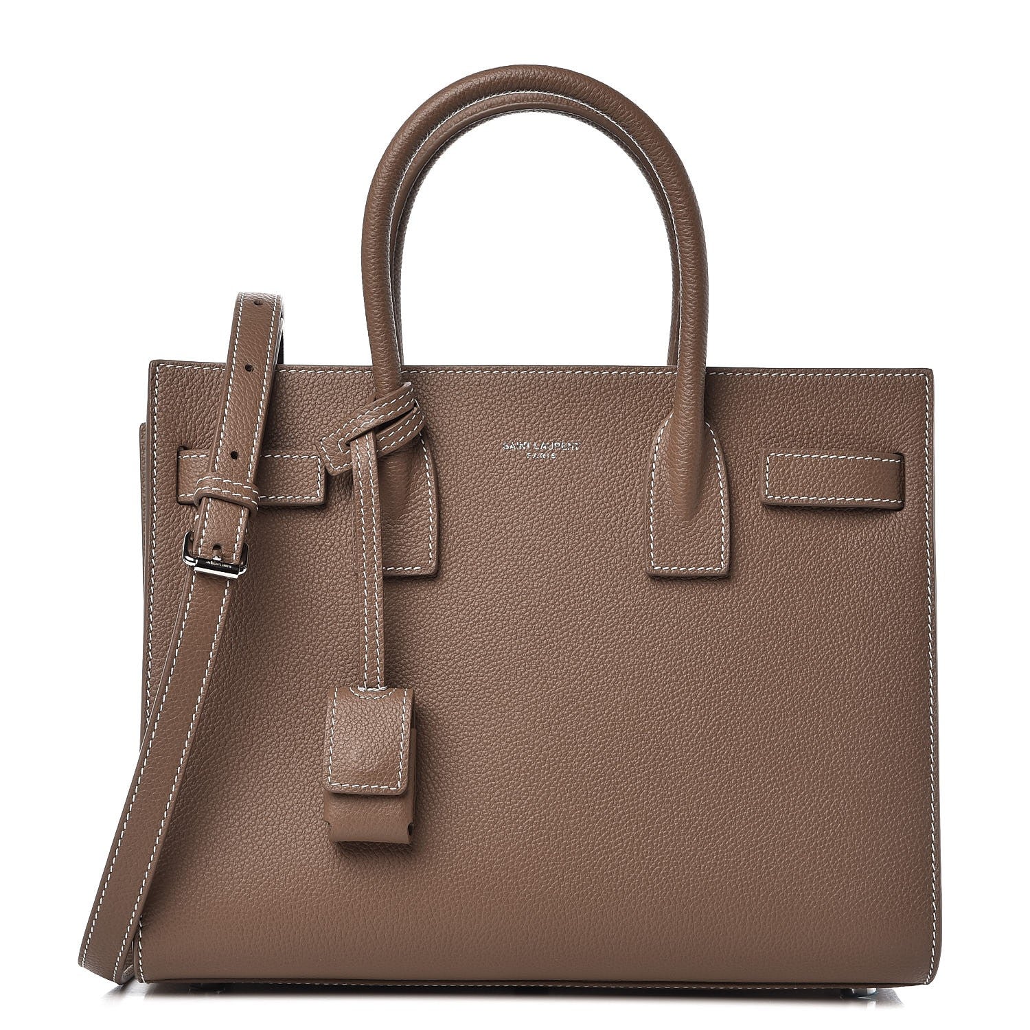 Saint Laurent Grained Calfskin Topstich Baby Sac De Jour Taupe 1 of 8