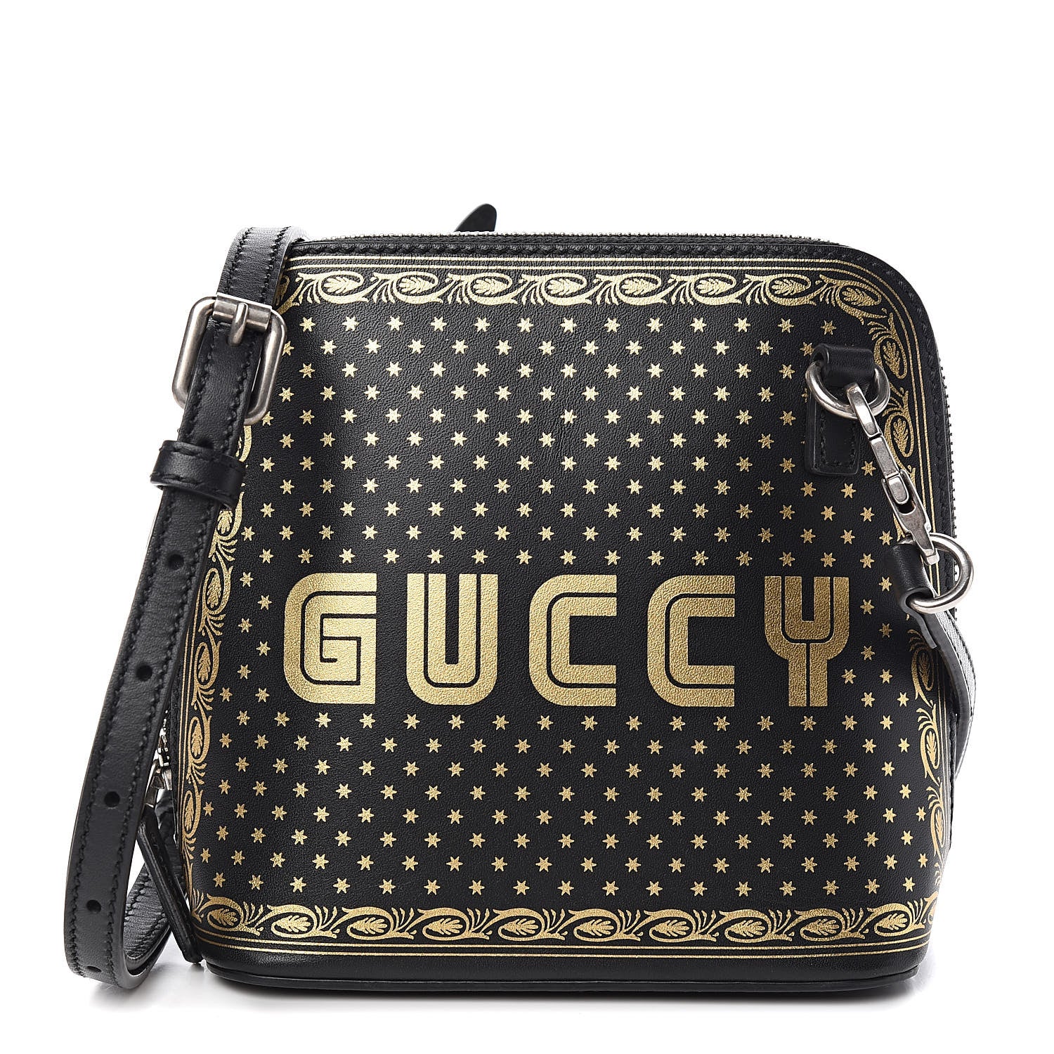 Gucci X SEGA Calfskin GUCCY Stars Mini Dome Shoulder Bag Black Gold 1 of 10