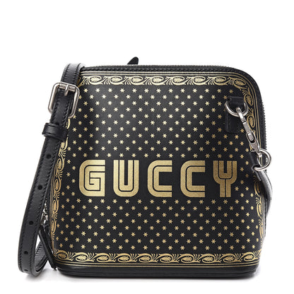 Gucci X SEGA Calfskin GUCCY Stars Mini Dome Shoulder Bag Black Gold 1 of 10