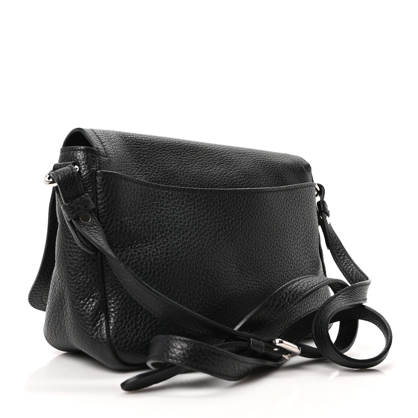 Vitello Daino Flap Crossbody Bag Black