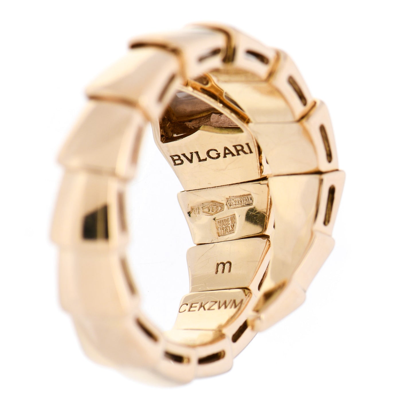18K Yellow Gold Mother of Pearl Serpenti Ring M