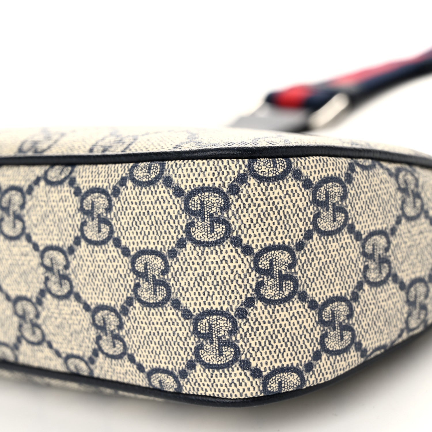 Gucci GG Supreme Monogram Textured Dollar Calfskin Web Small Ophidia GG Handbag Beige Blue 10 of 10