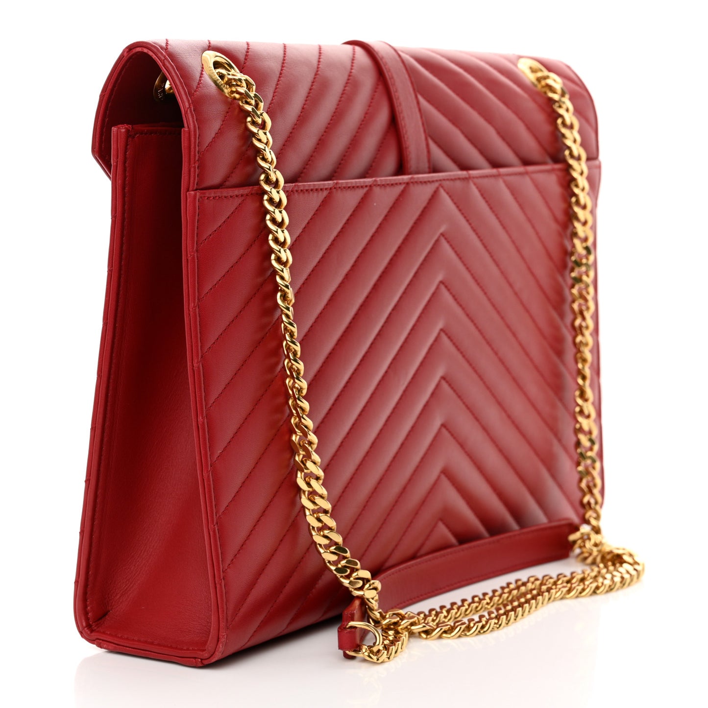 Grain De Poudre Matelasse Chevron Large Monogram Satchel Lipstick Red
