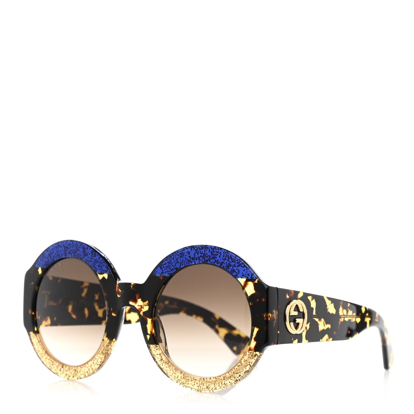 Acetate Round GG0084S Sunglasses Glitter Blue Multi