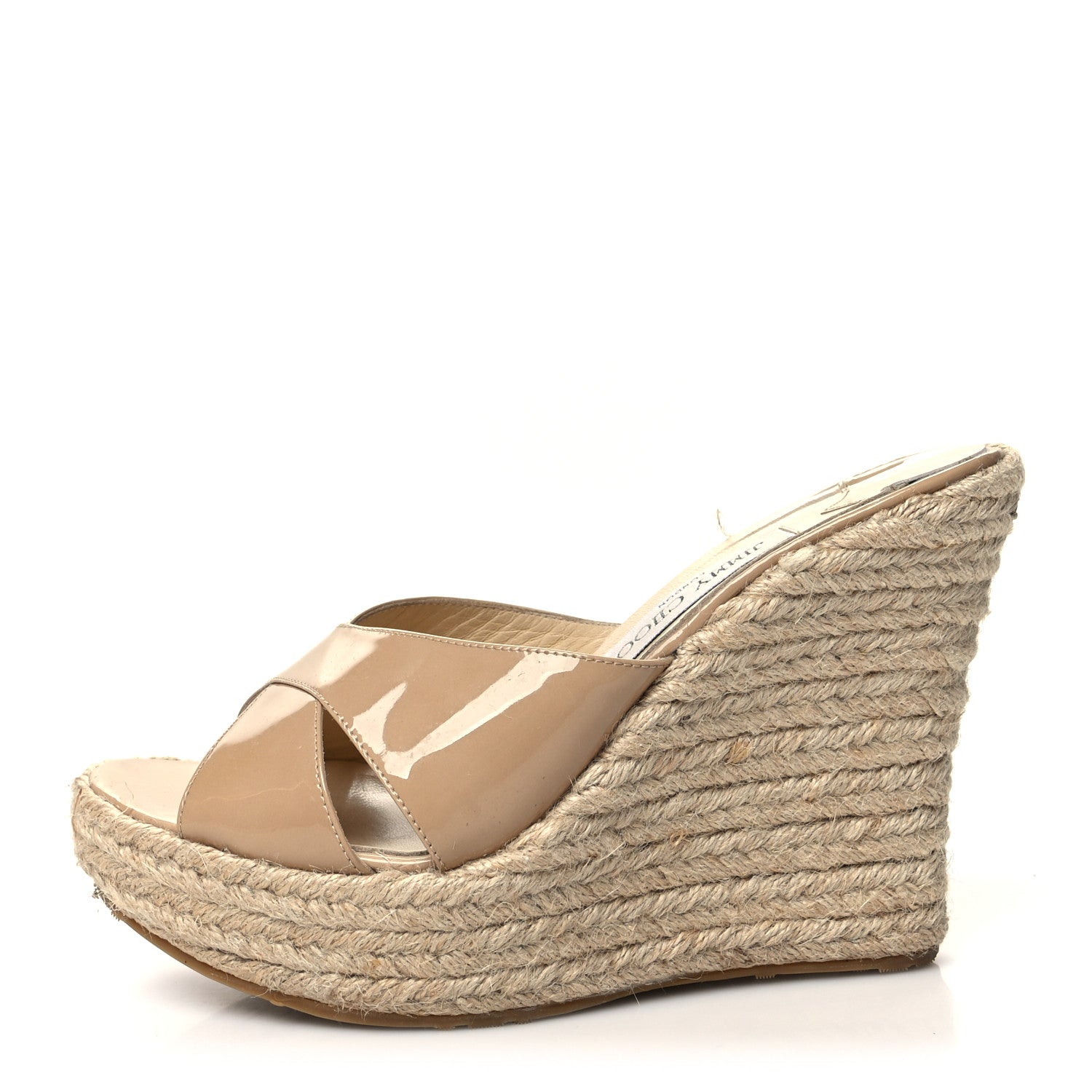 Jimmy Choo Patent Wedge Sandals 40 Nude 1 of 11