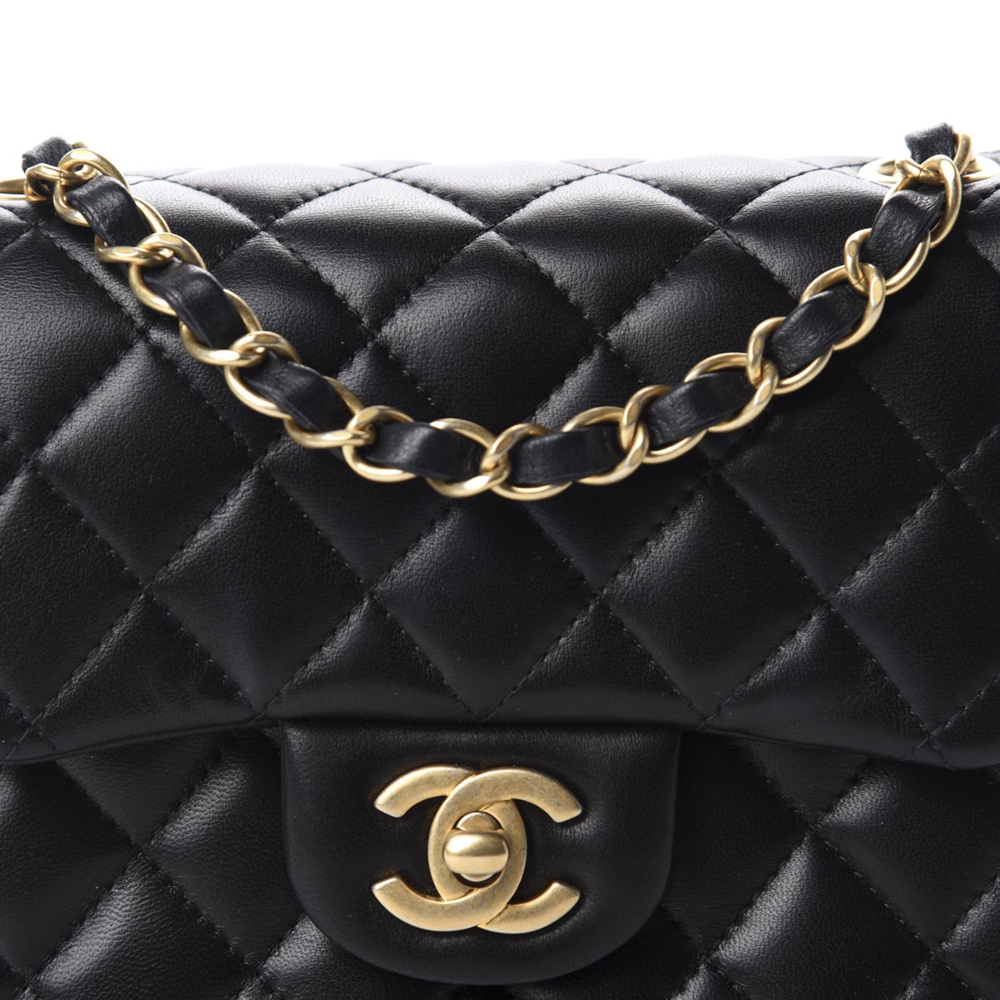Lambskin Quilted Mini Square Flap Black