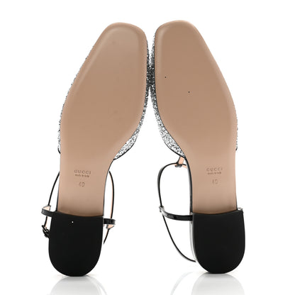 Gucci Vernice Glitter Double G Ballet Flat 40 Black Silver 5 of 10