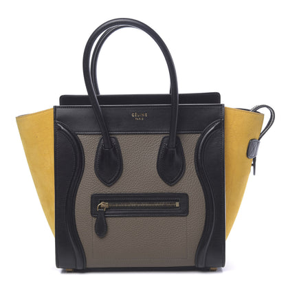 Celine Drummed Calfskin Suede Tri-color Micro Luggage Amber 1 of 17