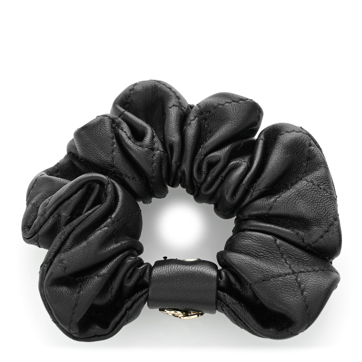 Chanel Lambskin Quilted CC Hair Scrunchie Black 3 of 5