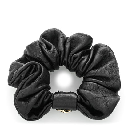Chanel Lambskin Quilted CC Hair Scrunchie Black 3 of 5