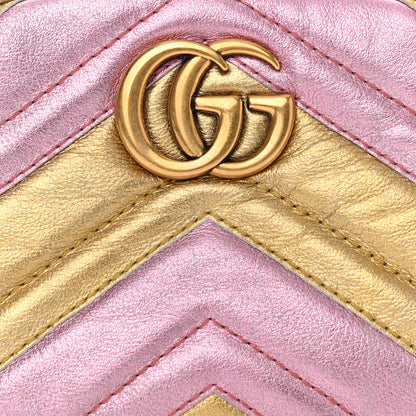 Gucci Metallic Nappa Matelasse Heart GG Marmont Belt Bag 95 38 Oro Vecchio Rosa 10 of 11