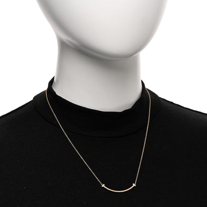 Tiffany 18K Rose Gold Small T Smile Pendant Necklace 2 of 4
