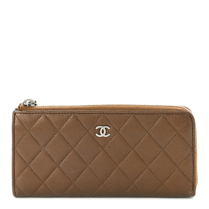 Chanel Metallic Lambskin Quilted Large Gusset Zip Around Wallet Bronze 1 of 8