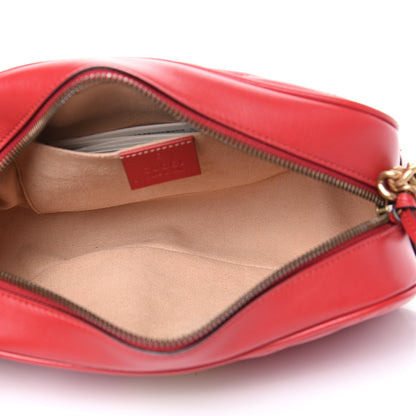 Gucci Calfskin Matelasse Small GG Marmont Chain Shoulder Bag Hibiscus Red 4 of 9
