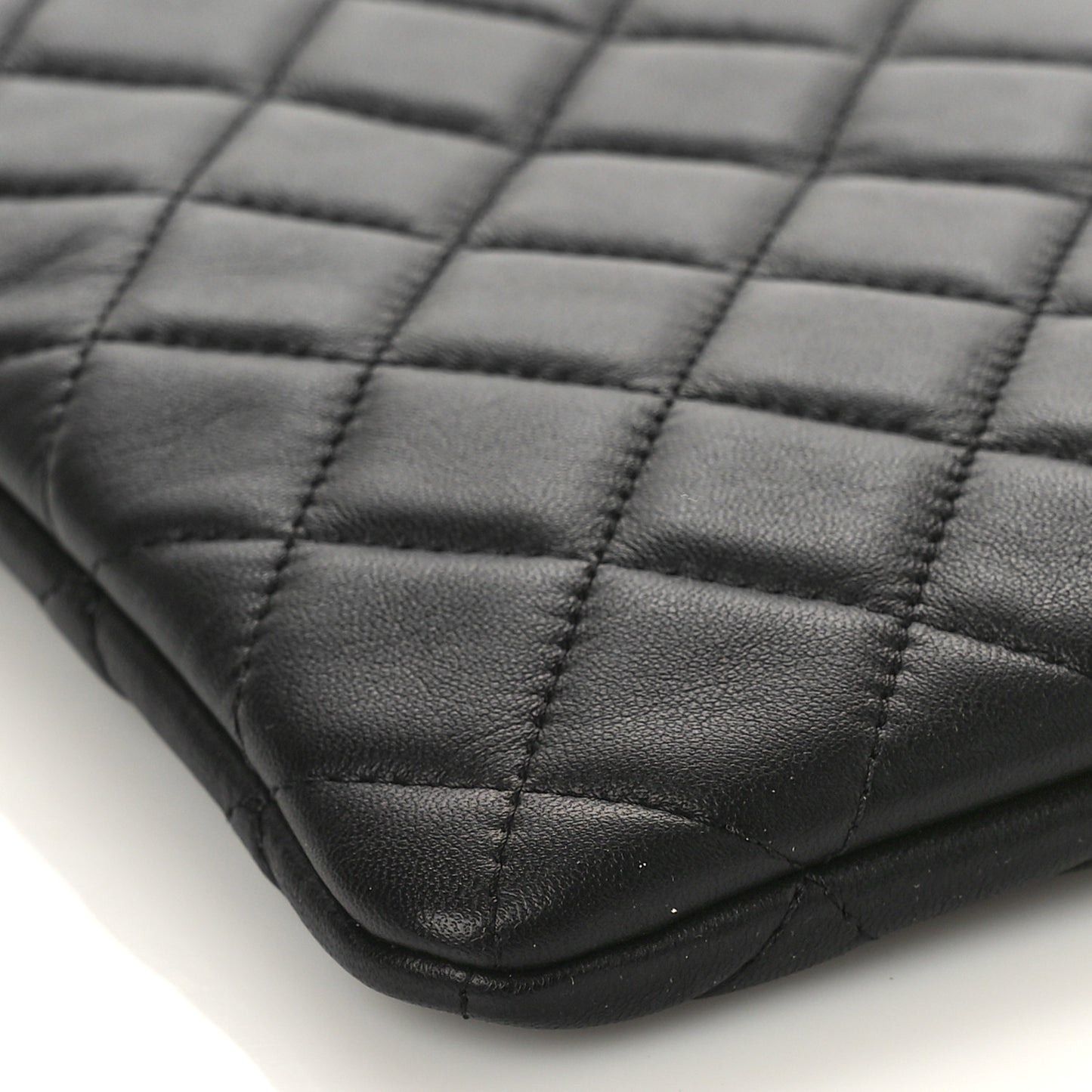 Lambskin Quilted Large Cosmetic Case Black
