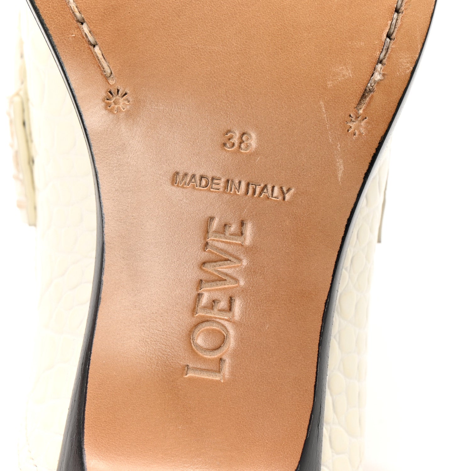 Loewe Crocodile Embossed Calfskin Campo 45mm Loafers 38 White 7 of 9