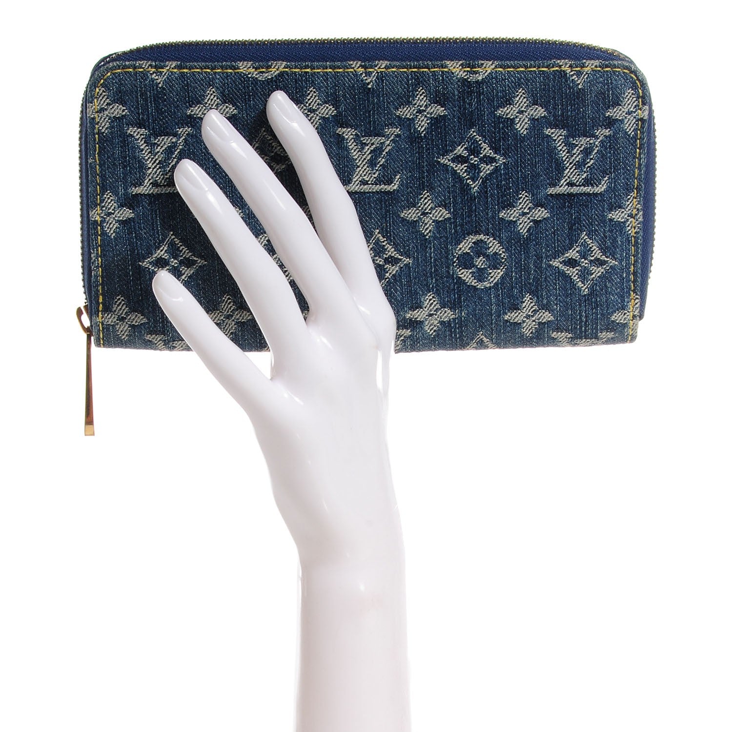 Louis Vuitton Denim Zippy Wallet Blue 2 of 7