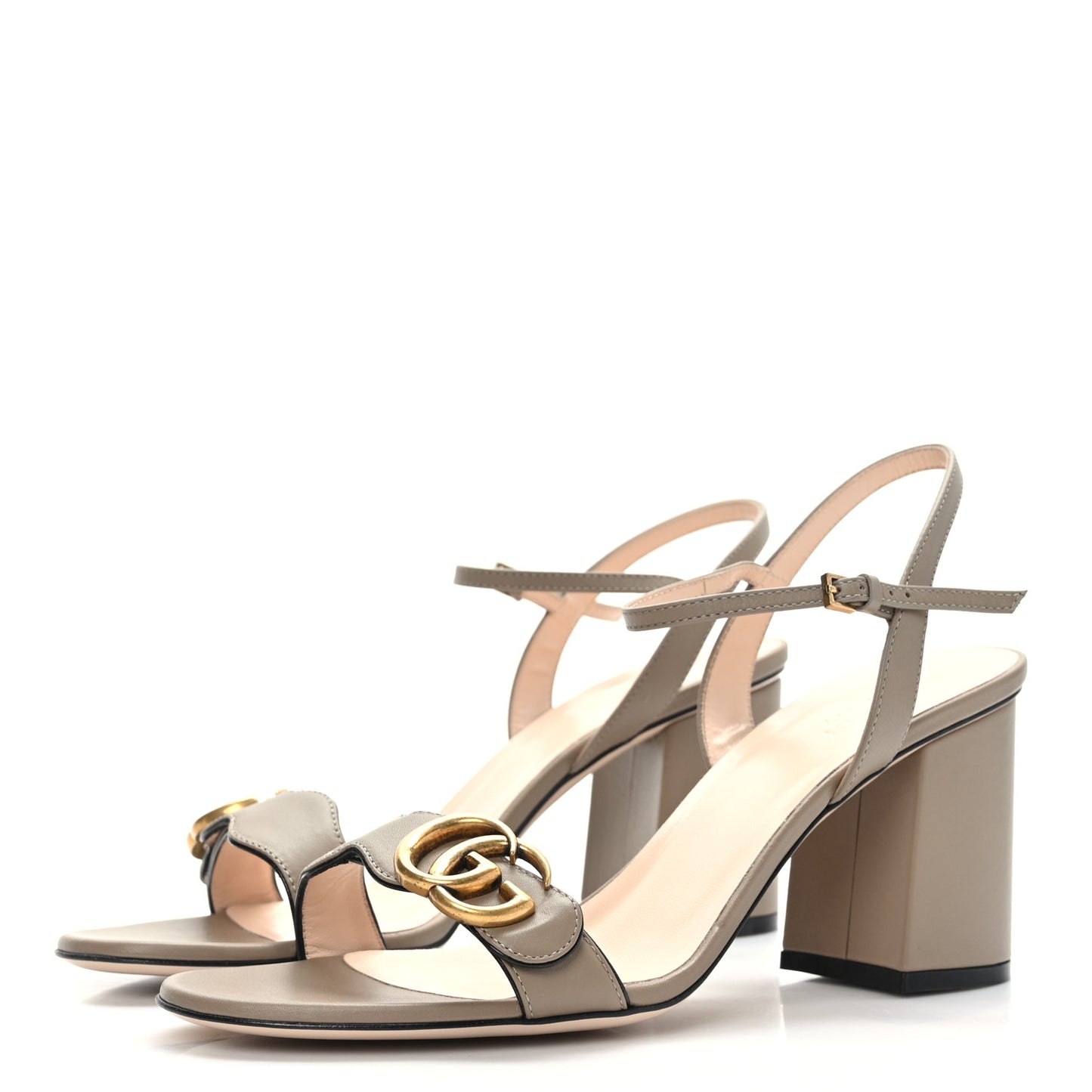 Lifford Calfskin GG Marmont Ankle Wrap 75mm Sandals 40.5 Mud