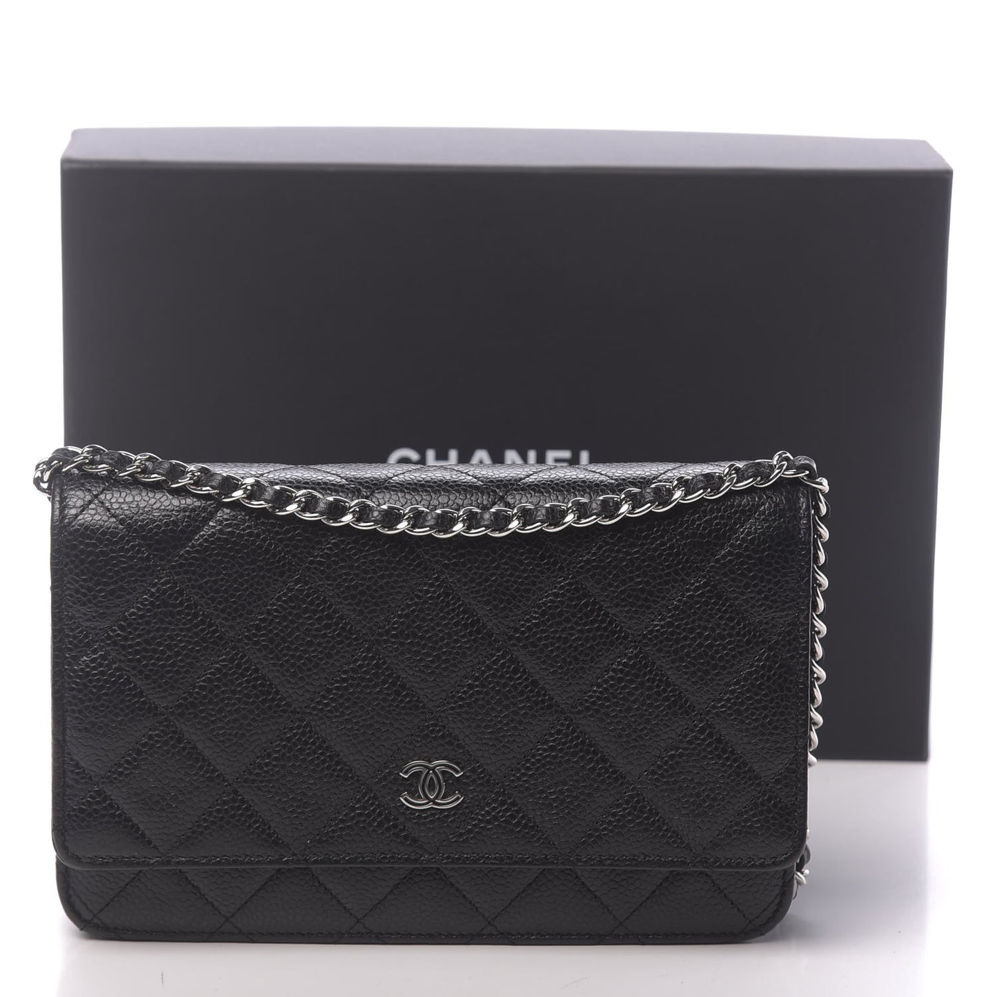 Caviar Quilted Wallet On Chain WOC Black