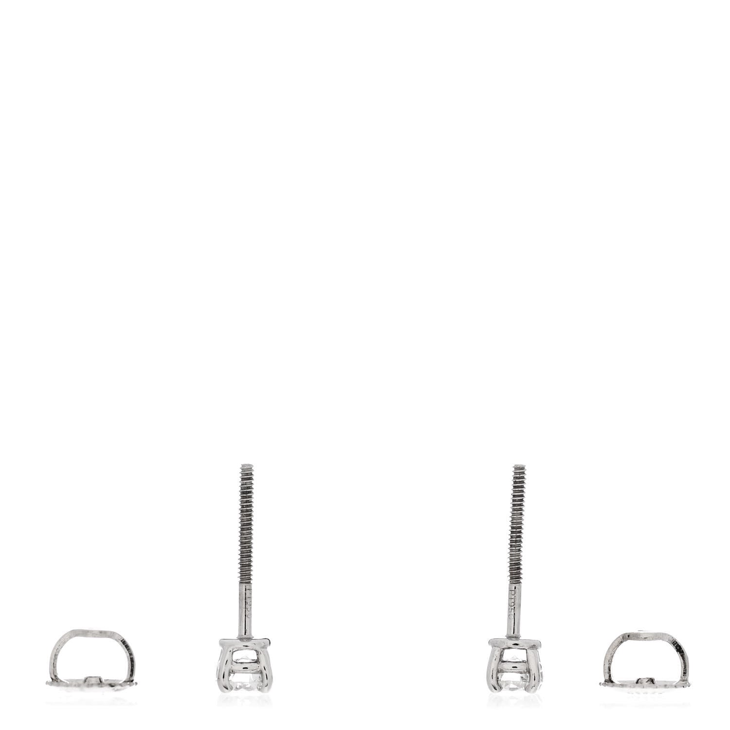 Tiffany Platinum Diamond .34ctw Solitaire Earrings 3 of 5