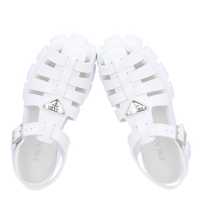 Prada Foam Rubber Metal Triangle Logo Monolith 55mm Cage Sandals 38 White 2 of 10