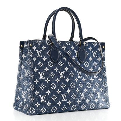 Louis Vuitton Monogram Jacquard Denim Onthego MM Bleu 3 of 9