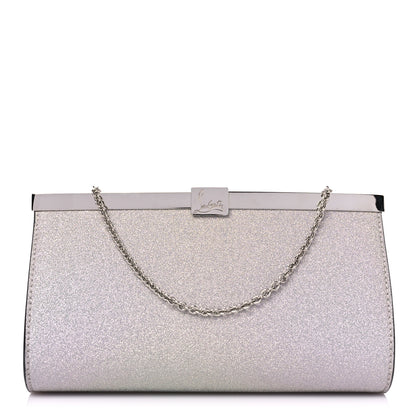 Christian Louboutin Glitter Palmette Clutch Silver 1 of 9